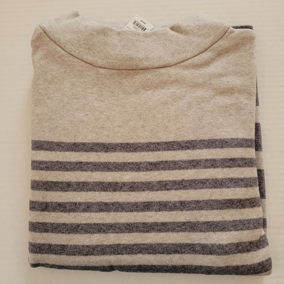 Apt 9 Oatmeal and Gray Striped Mock Neck Pullover Sweater Sz L and XL - Picture 2 of 5